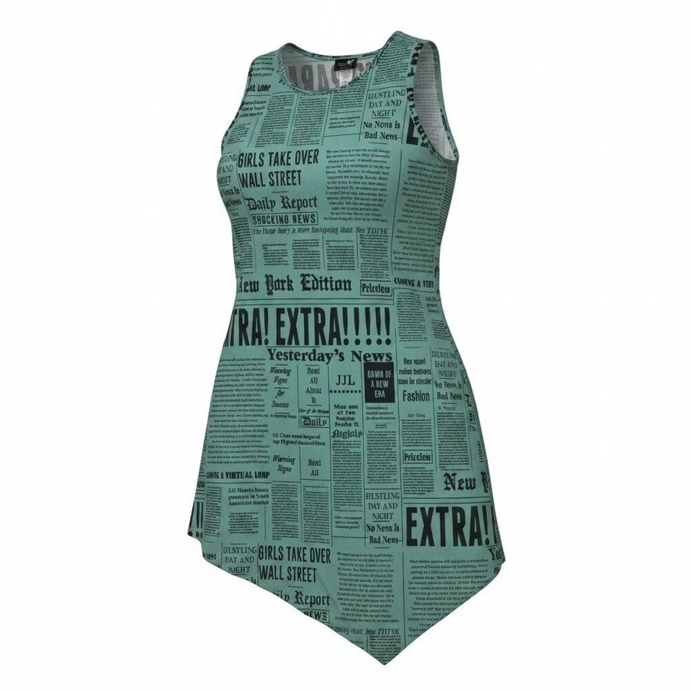 Vintage Y2K Newspaper Print Maxi Dress - Made in USA - Size S